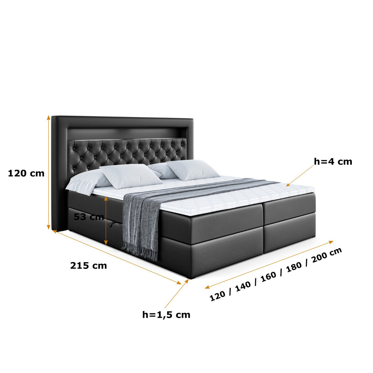 Łóżko boxspring NOEL GOLD ekoskóra