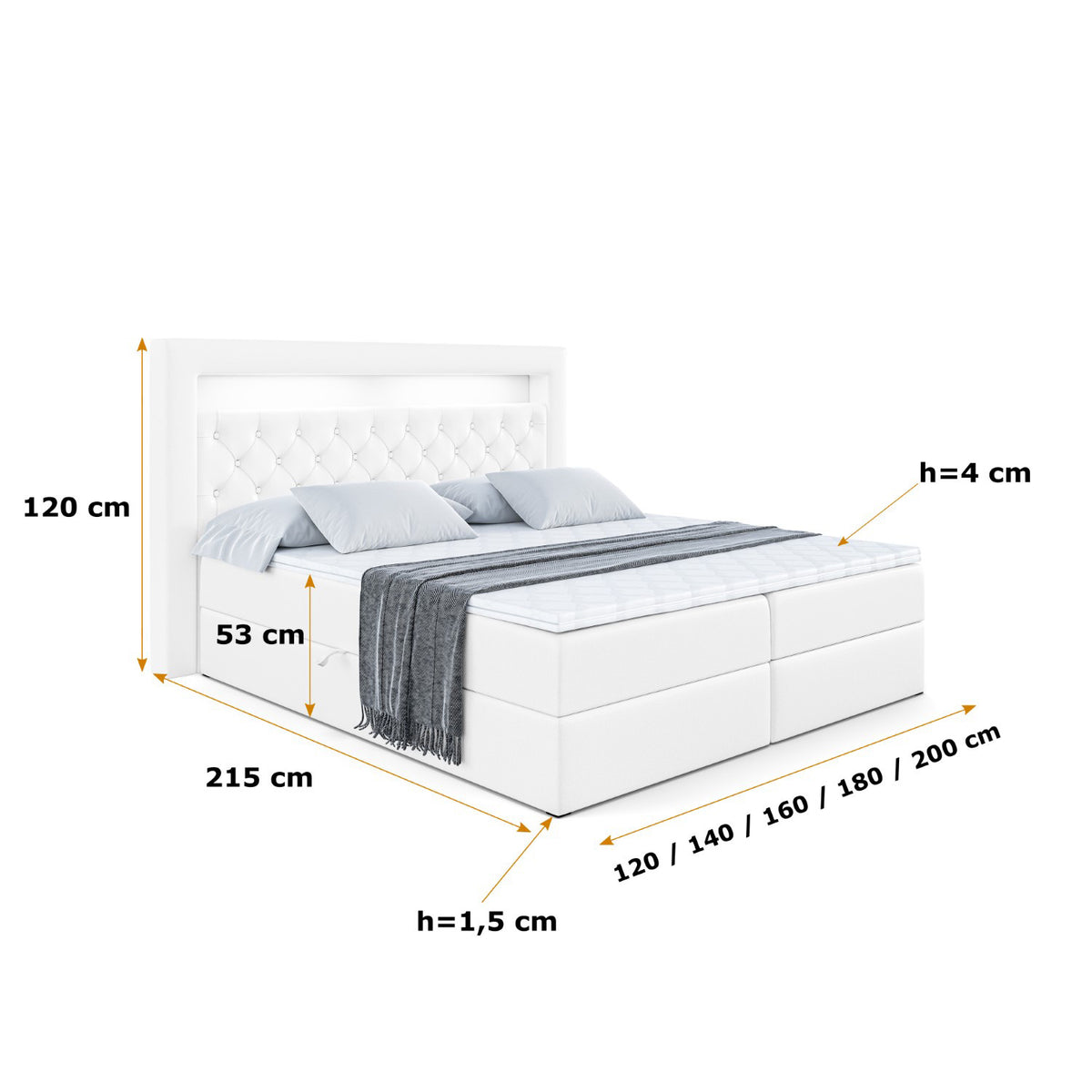 Łóżko boxspring NOEL GOLD ekoskóra