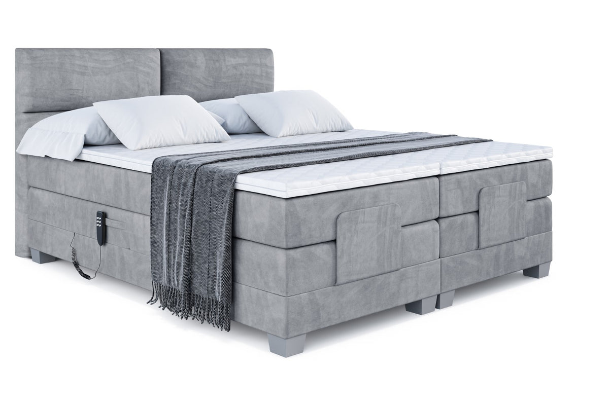 Boxspringbett MAYA EL Samt, Grau - Casablanca 2314 / 140x200 cm