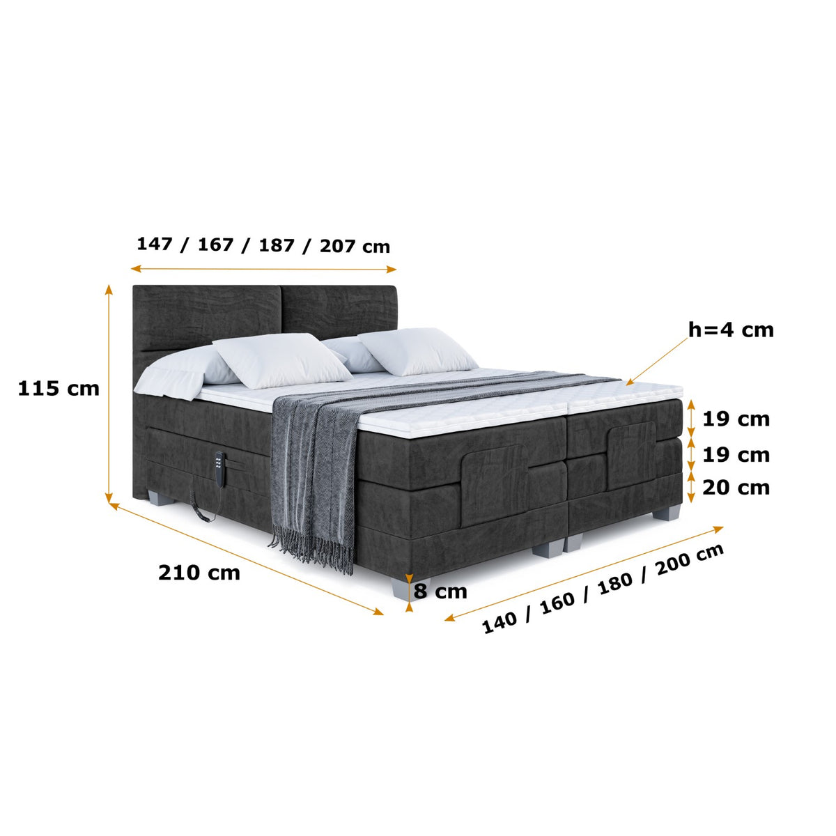 Boxspringbett MAYA EL Samt