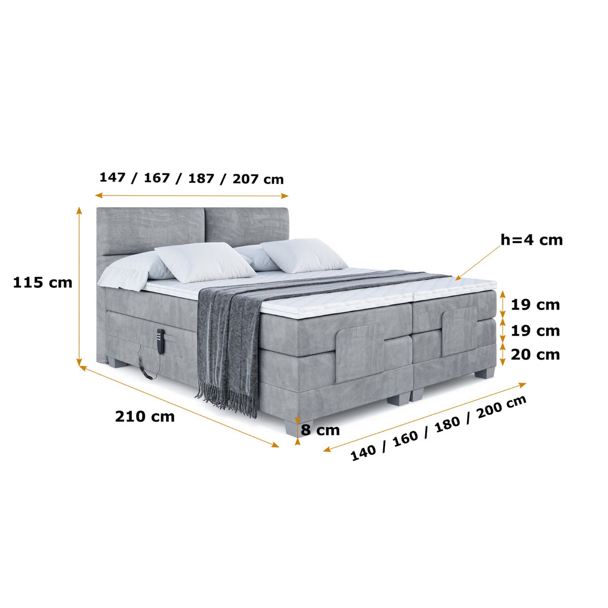 Boxspringbett MAYA EL Samt