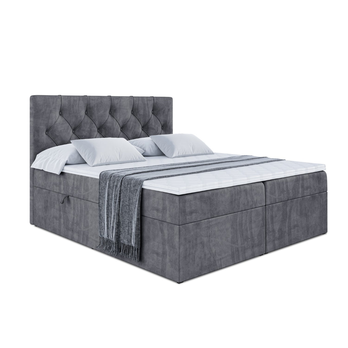 Łóżko boxspring MIRAGE welur, Ciemnoszary - Casablanca 2315 / 120x200 cm / H3
