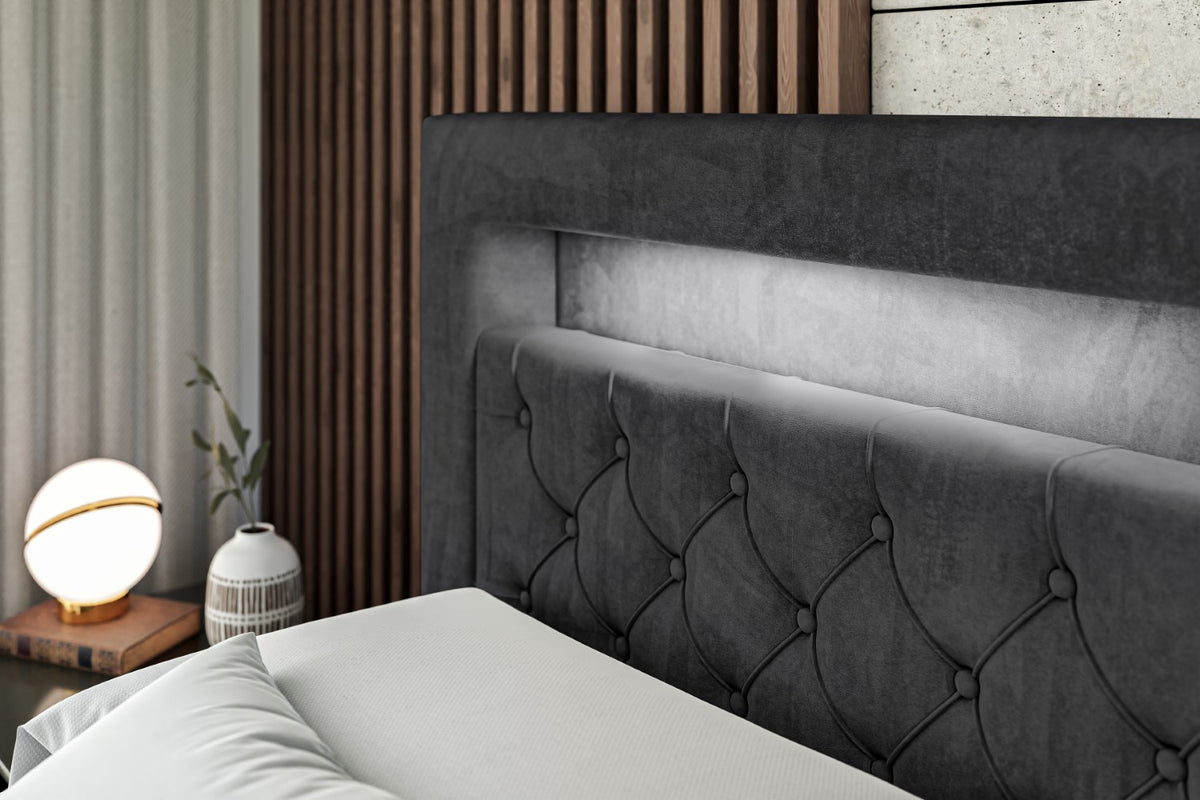 Łóżko boxspring NOEL GOLD welur