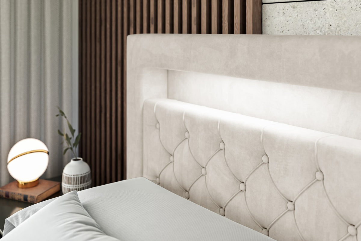 Łóżko boxspring NOEL GOLD welur