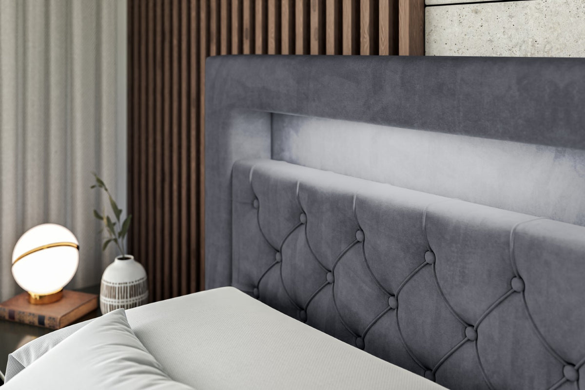 Łóżko boxspring NOEL GOLD welur