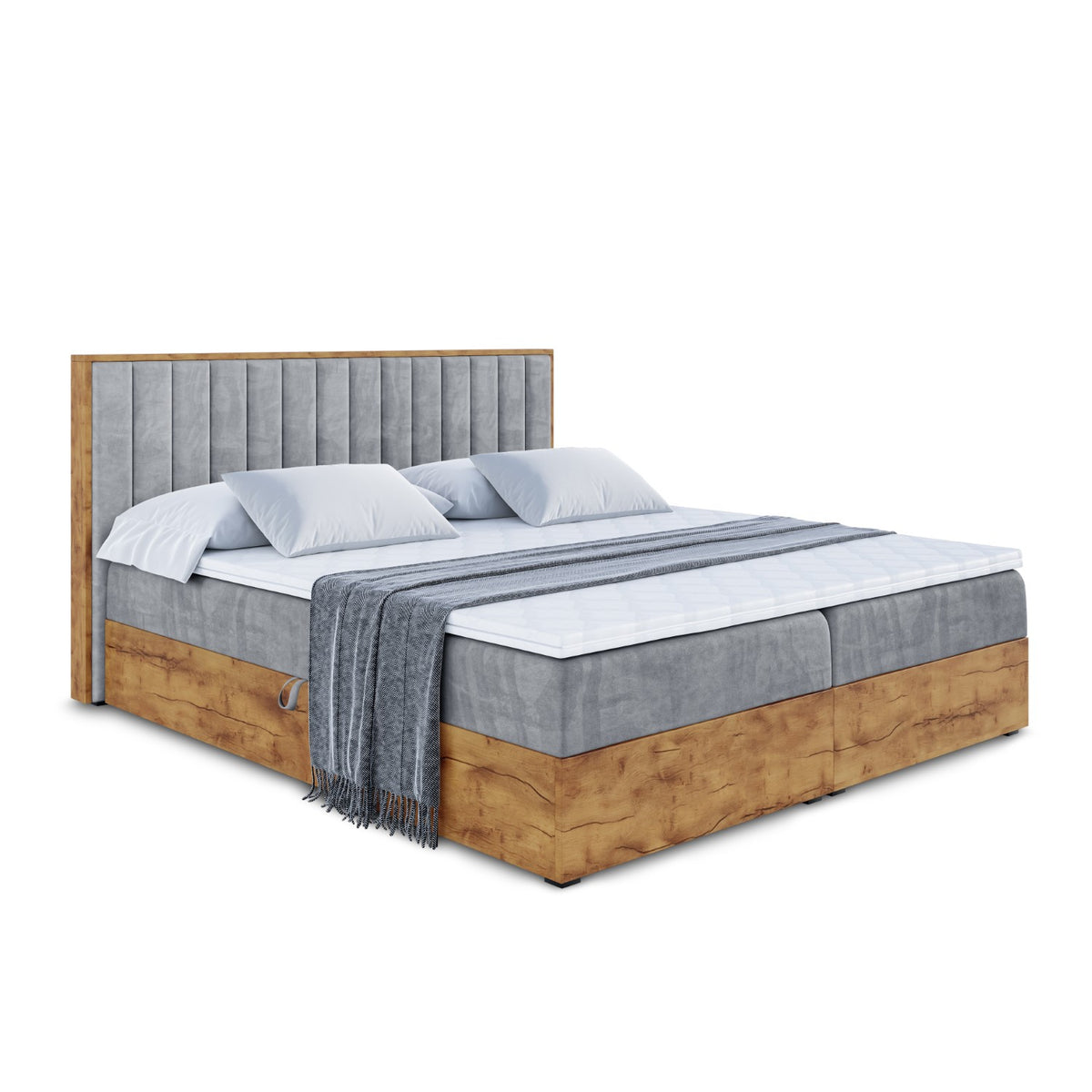 Łóżko boxspring LOLLI 4 welur, Szary - Casablanca 2314 / 120x200 cm / H4