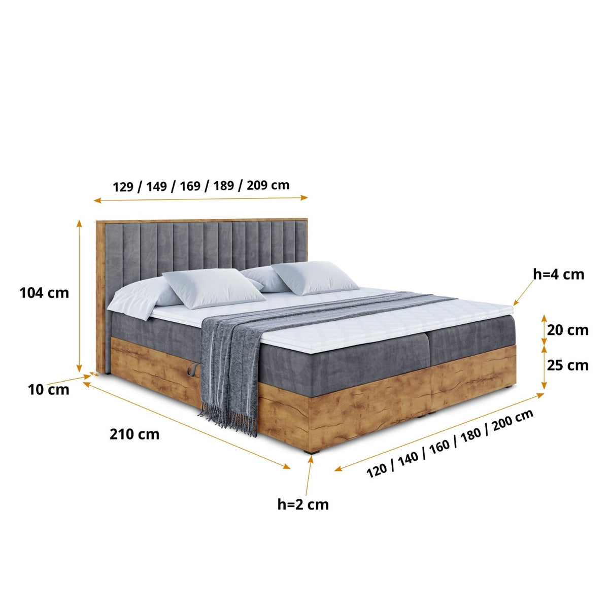 Łóżko boxspring LOLLI 4 welur