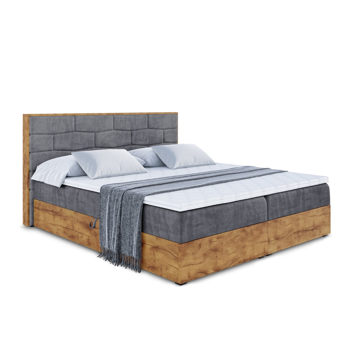 Łóżko boxspring LOLLI 8 welur, Ciemnoszary - Casablanca 2315 / 120x200 cm / H4
