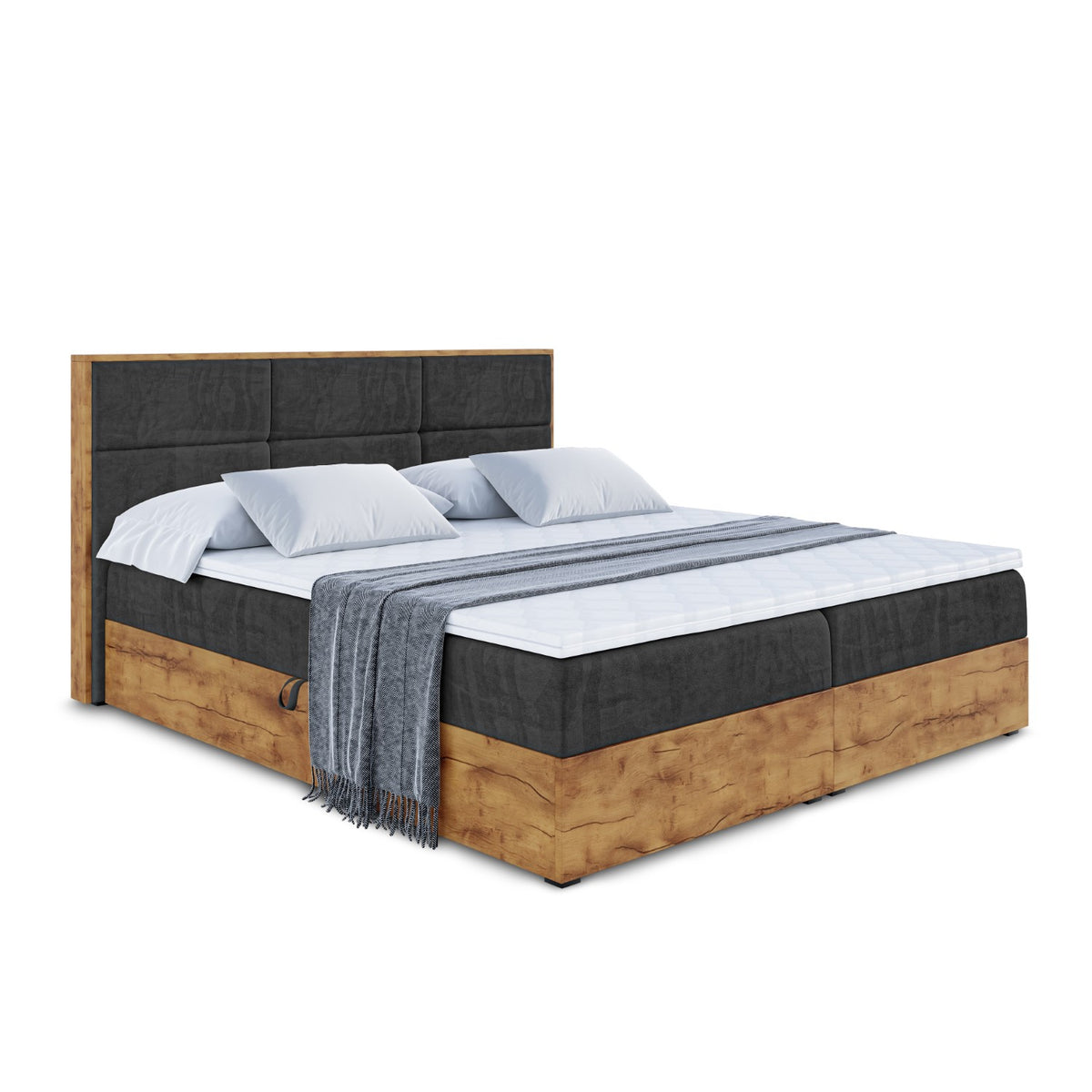 Łóżko boxspring LOLLI 1 welur, Czarny - Casablanca 2316 / 120x200 cm / H4