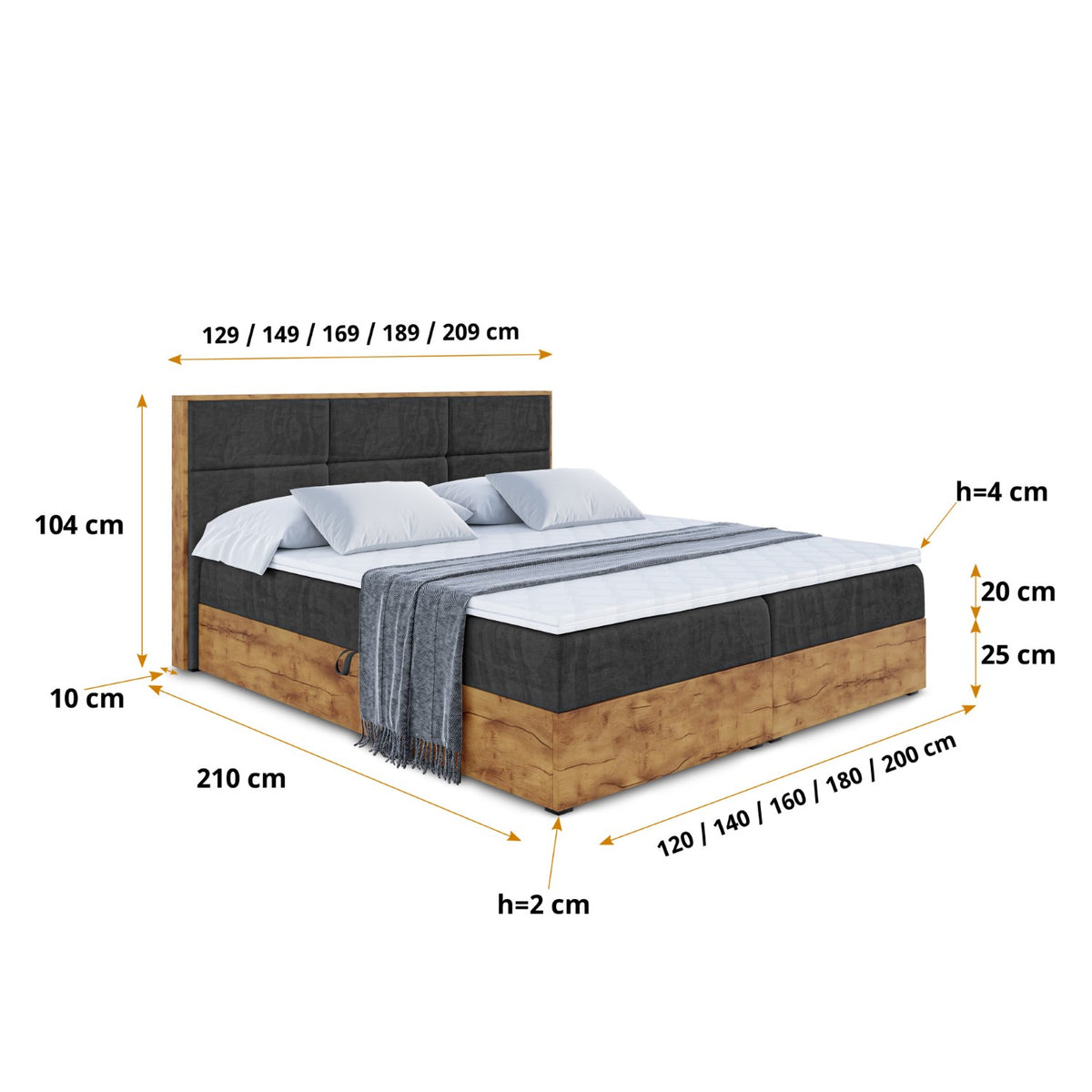 Łóżko boxspring LOLLI 1 welur