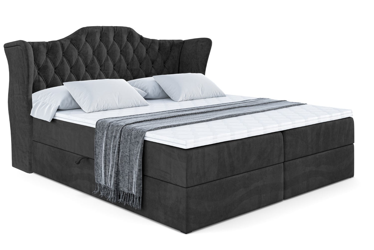 Łóżko boxspring VILA welur, Czarny - Casablanca 2316 / 120x200 cm / H4