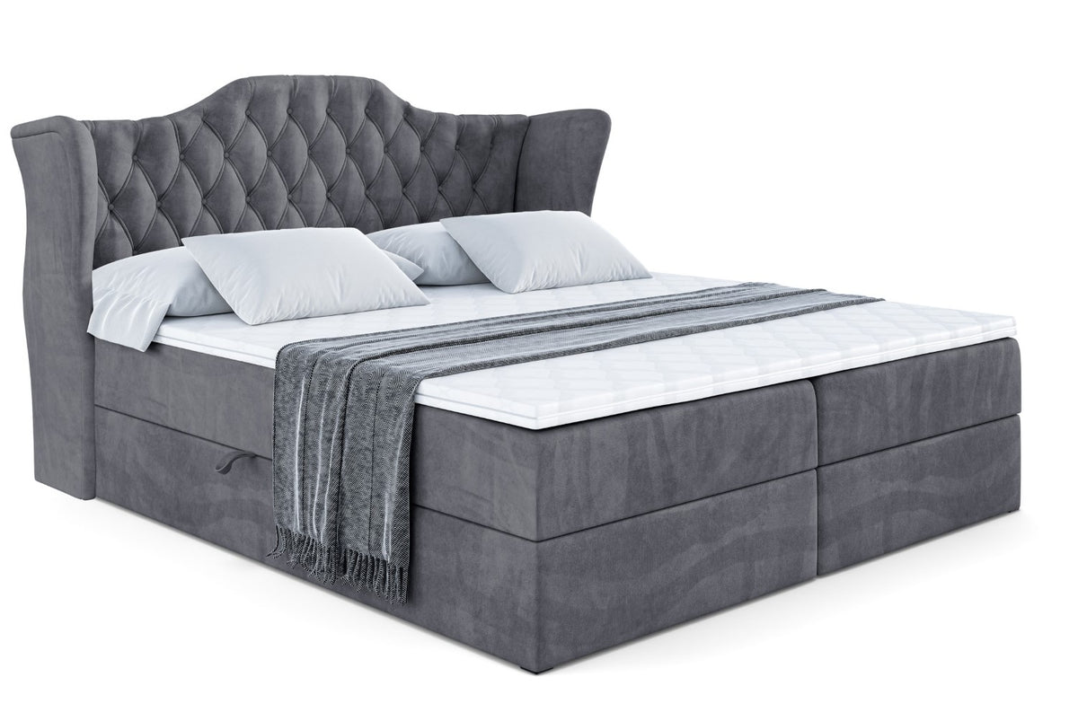 Łóżko boxspring VILA welur, Ciemnoszary - Casablanca 2315 / 120x200 cm / H3