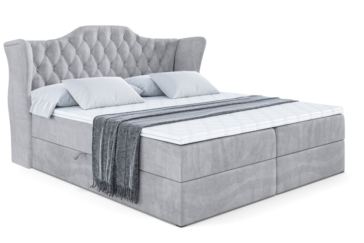 Łóżko boxspring VILA welur, Szary - Monolith 84 / 120x200 cm / H3