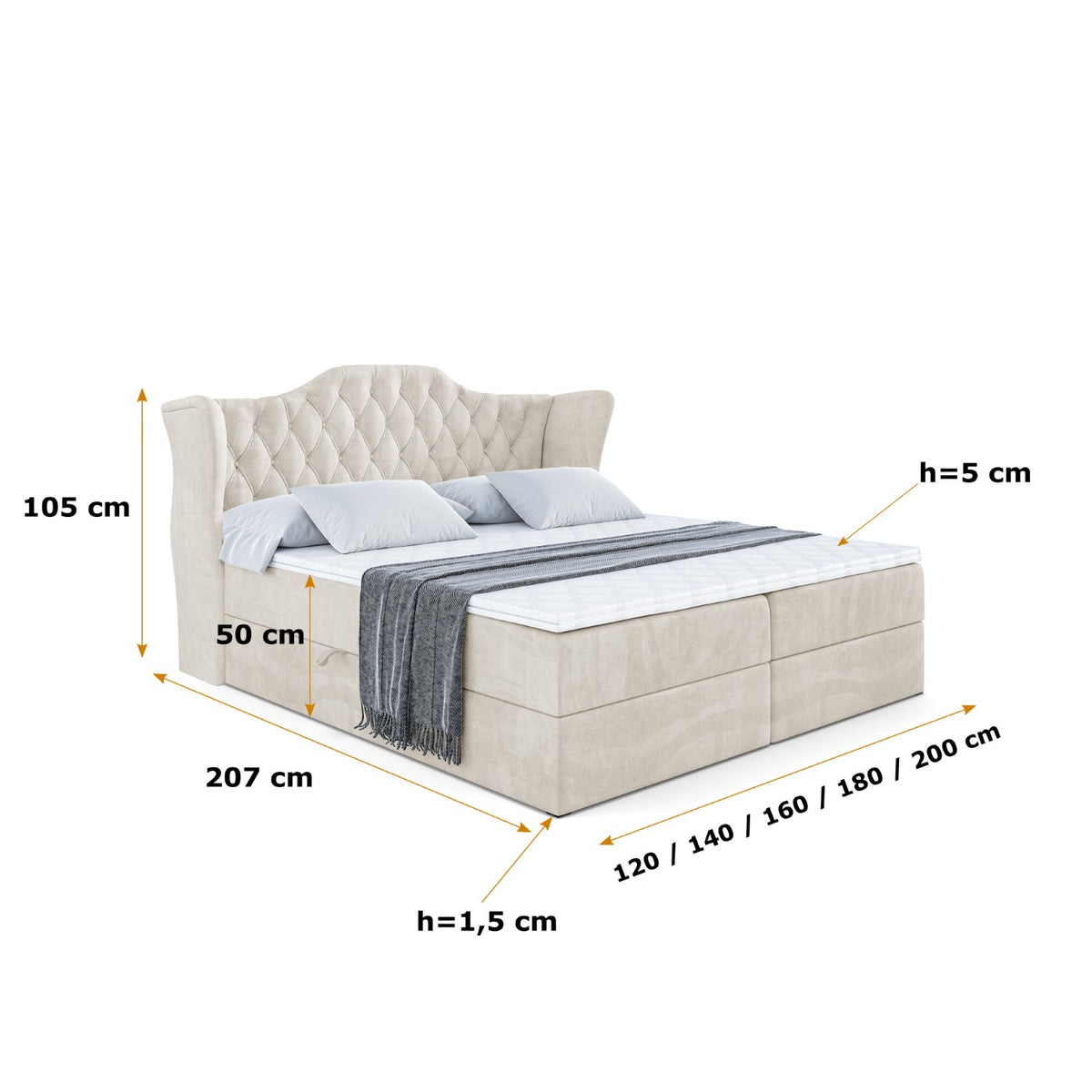 Łóżko boxspring VILA welur