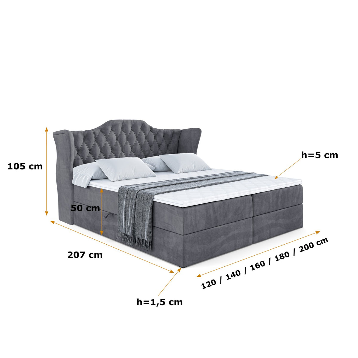 Łóżko boxspring VILA welur
