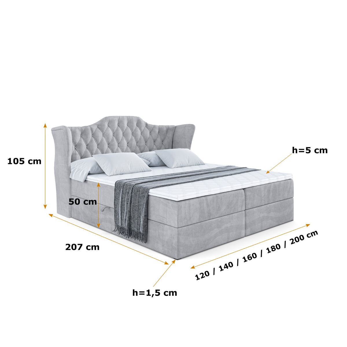 Łóżko boxspring VILA welur