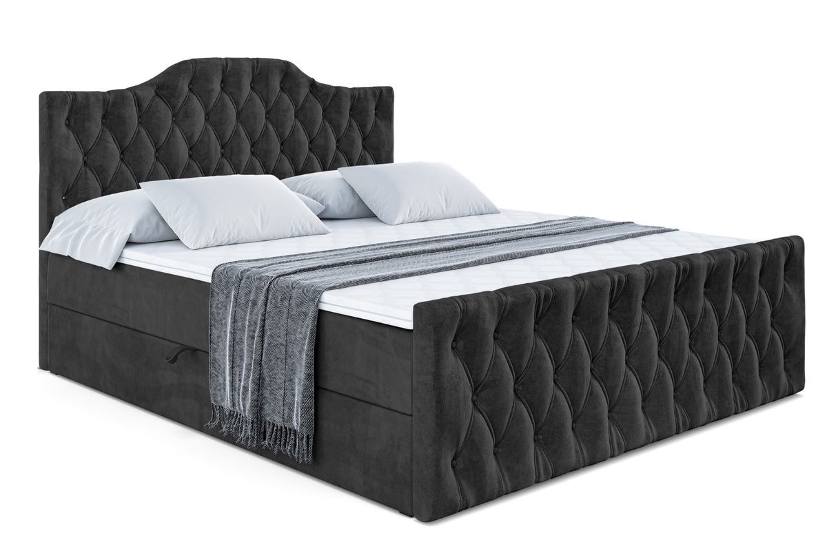 Łóżko boxspring VILA-1-Z welur, Czarny - Casablanca 2316 / 120x200 cm / H4