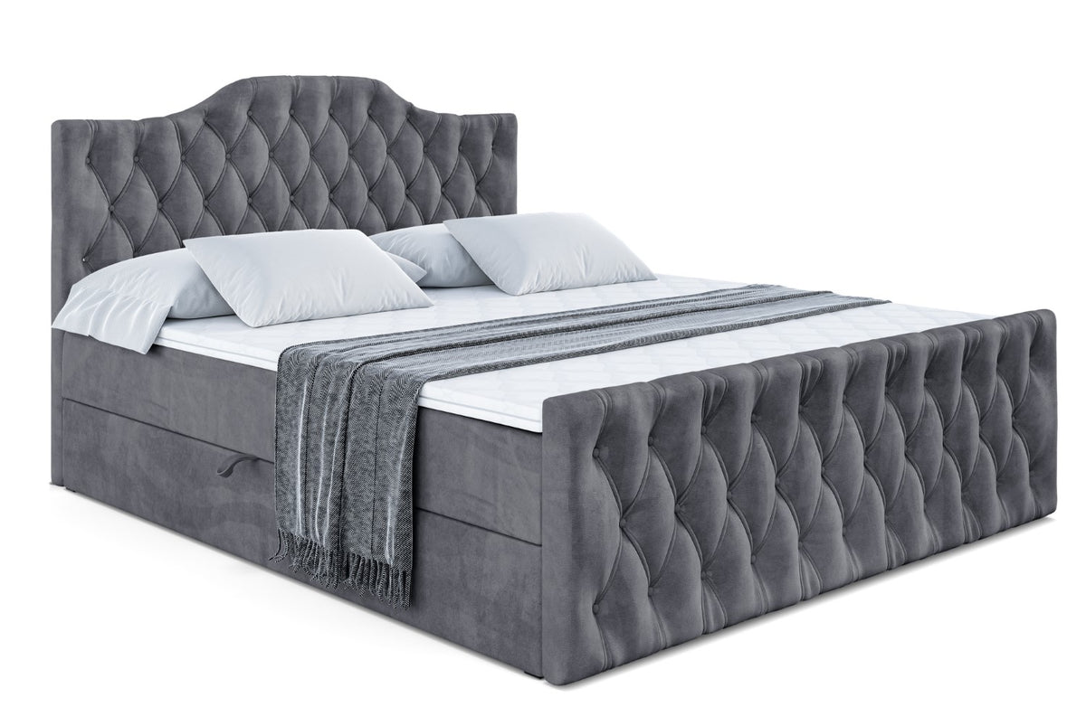 Łóżko boxspring VILA-1-Z welur, Ciemnoszary - Casablanca 2315 / 120x200 cm / H4