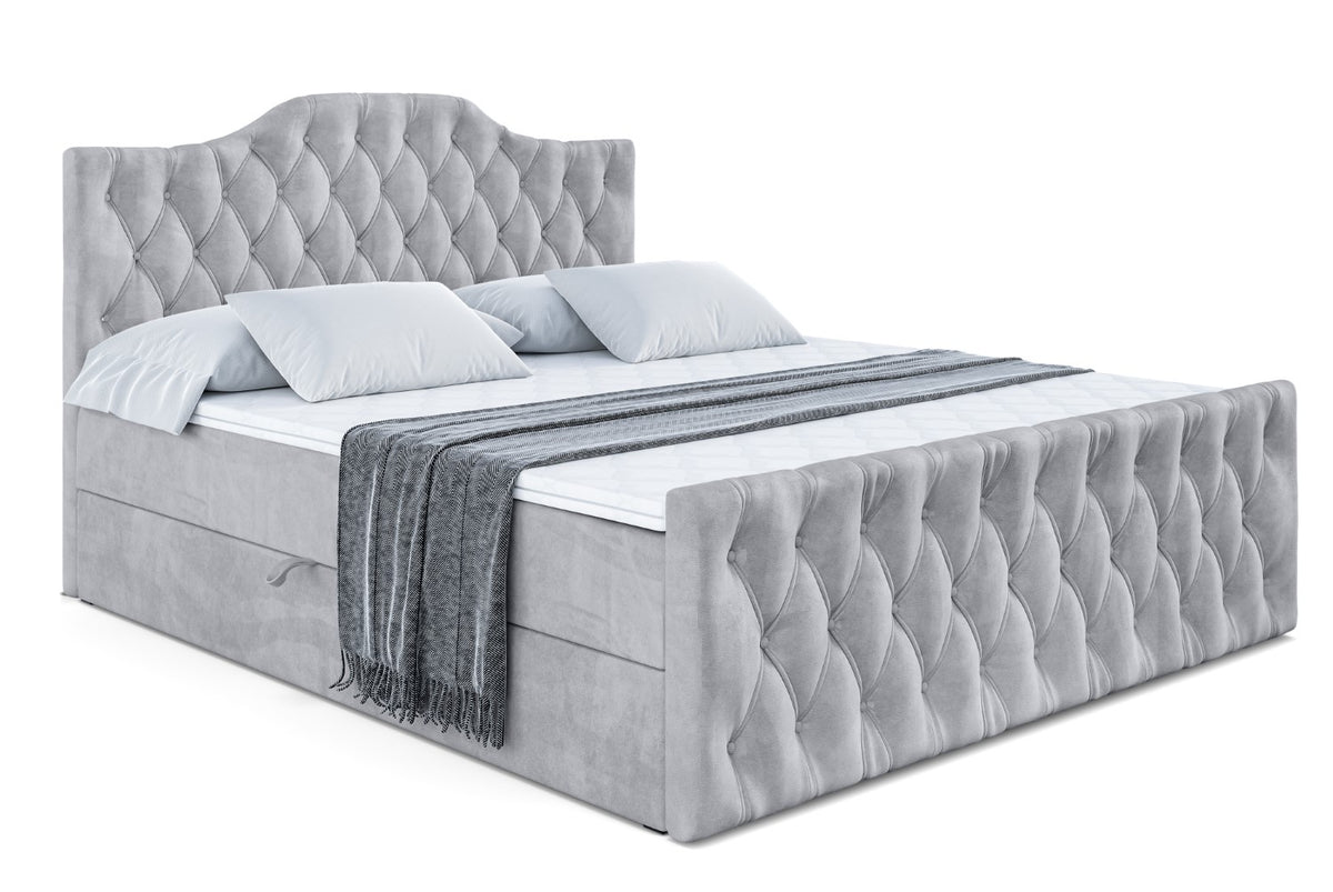 Łóżko boxspring VILA-1-Z welur, Szary - Monolith 84 / 120x200 cm / H4
