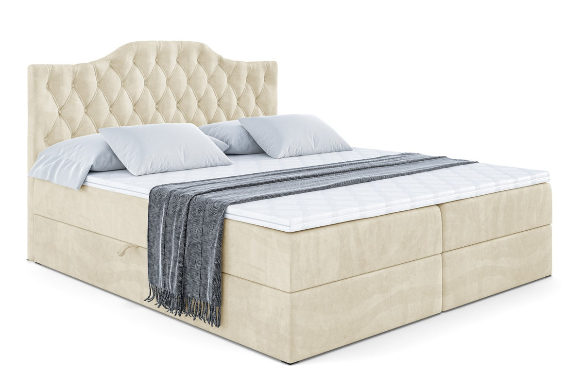 Łóżko boxspring VILA-1 welur, Beżowy - Monolith 04 / 120x200 cm / H4