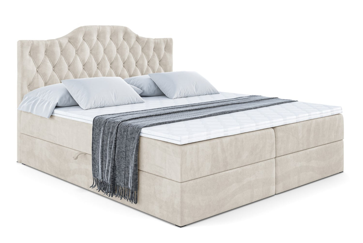 Łóżko boxspring VILA-1 welur, Beżowy - Casablanca 2301 / 120x200 cm / H3