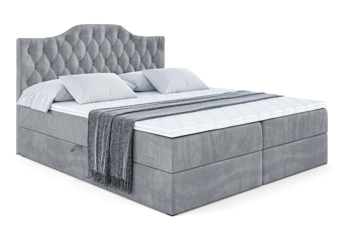 Łóżko boxspring VILA-1 welur, Szary - Casablanca 2314 / 120x200 cm / H4