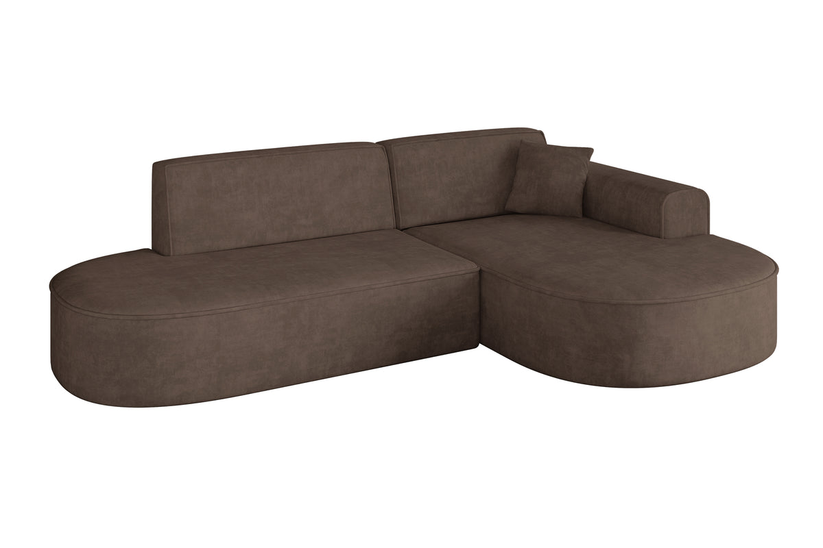 Narożnik MARI-L1 welur, Brązowy - Dream Velvet 202.37 / Otomana z prawej / Bez funkcji spania