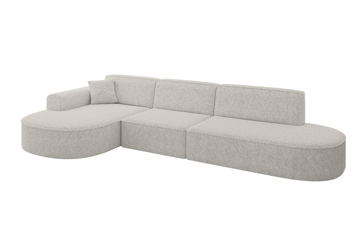 Ecksofa MARI-L2 Chenille, Hellgrau - Bosco 09 / Ottomane Links / Ohne Schlaffunktion