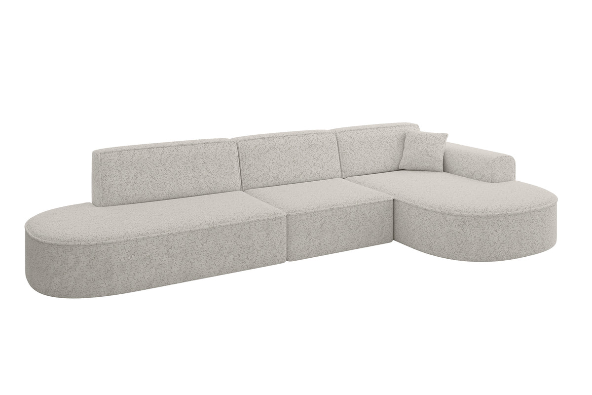 Ecksofa MARI-L2 Chenille, Hellgrau - Bosco 09 / Ottomane Rechts / Ohne Schlaffunktion