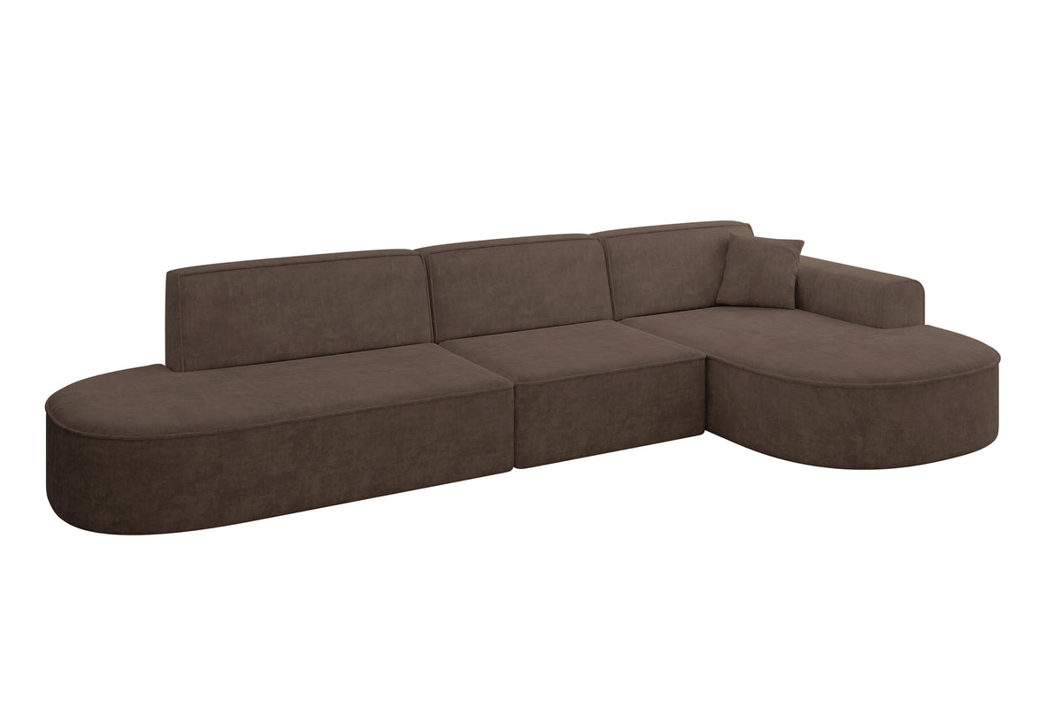 Narożnik MARI-L2 welur, Brązowy - Dream Velvet 202.37 / Otomana z prawej / Bez funkcji spania
