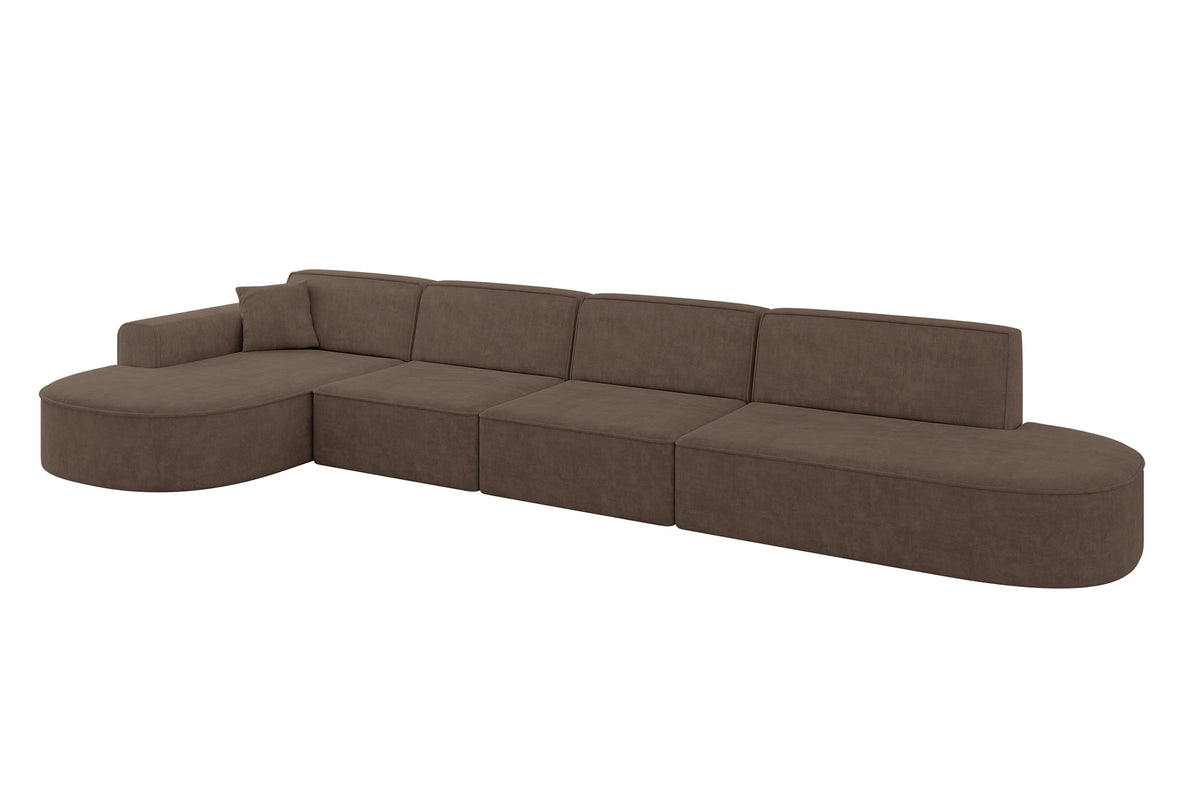 Narożnik MARI-L3 welur, Brązowy - Dream Velvet 202.37 / Otomana z lewej / Bez funkcji spania
