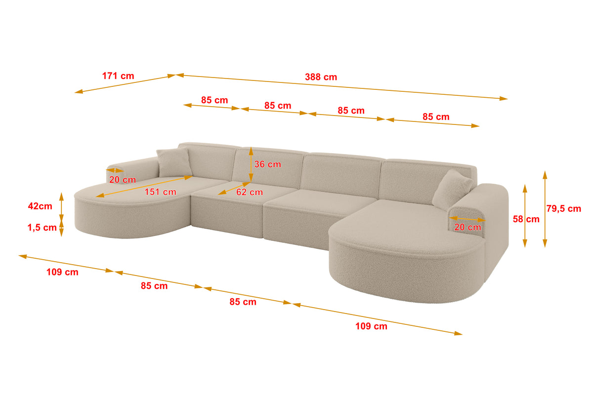 Wohnlandschaft MARI-U2 Bouclé