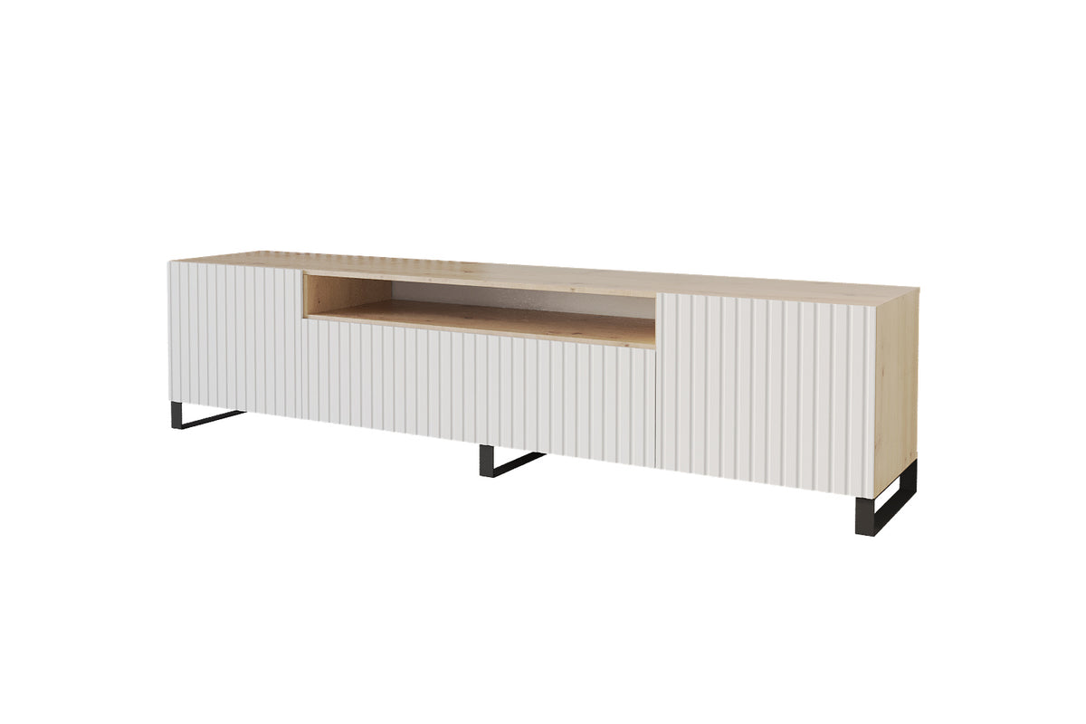 Szafka RTV KITO otwarta, Dąb Artisan/Biały / 200 cm / Stojący