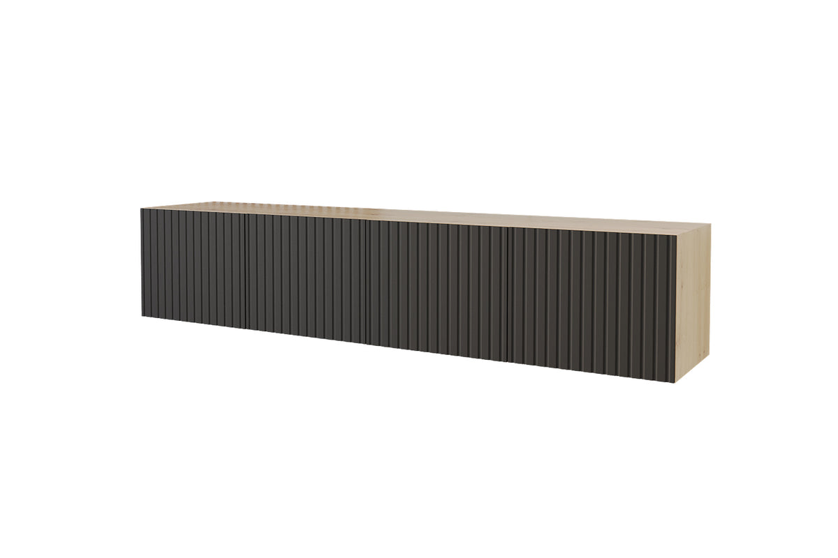 Szafka RTV KITO, Dąb Artisan/Czarny / 200 cm / Wiszący