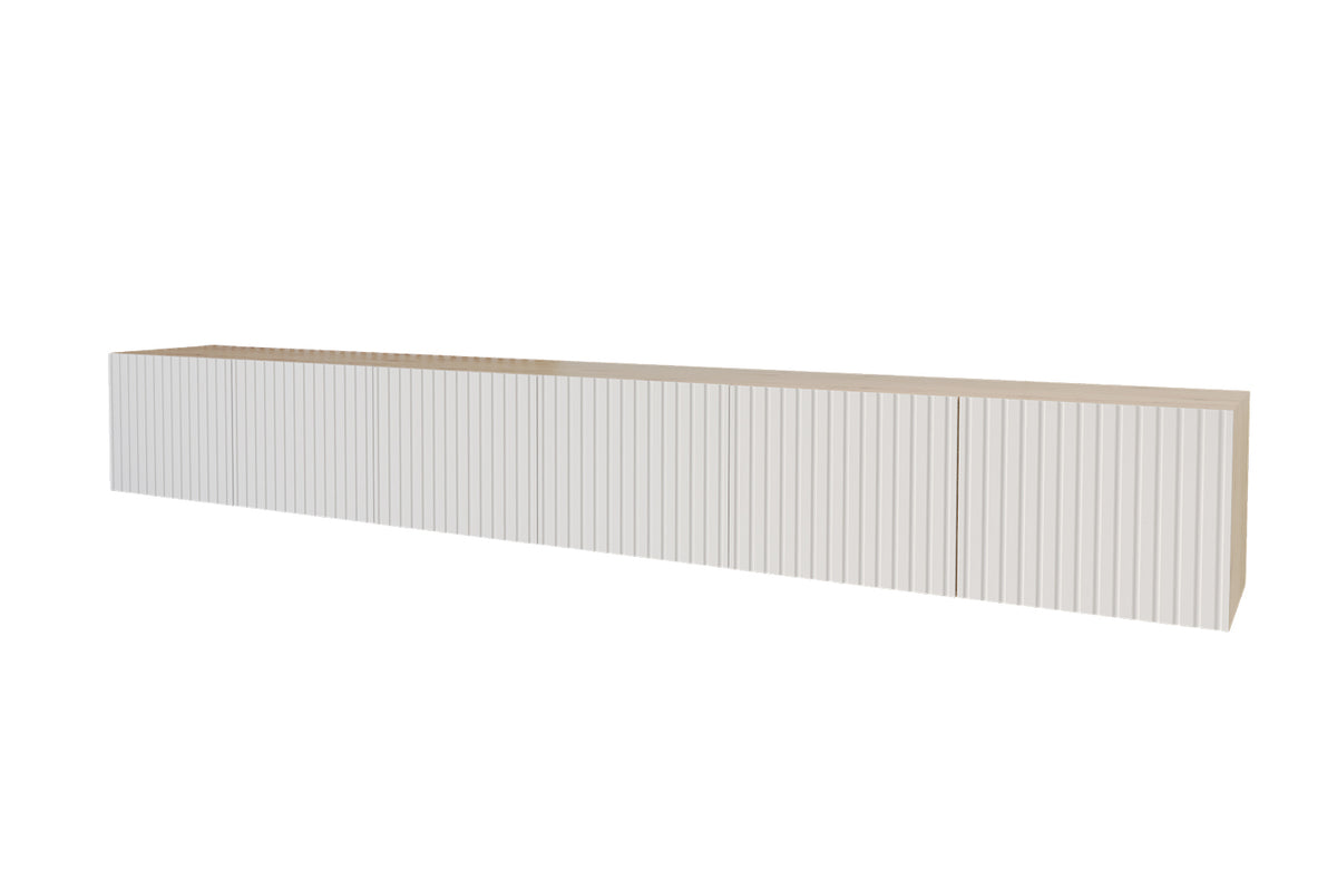 Szafka RTV KITO, Dąb Artisan/Biały / 300 cm / Wiszący
