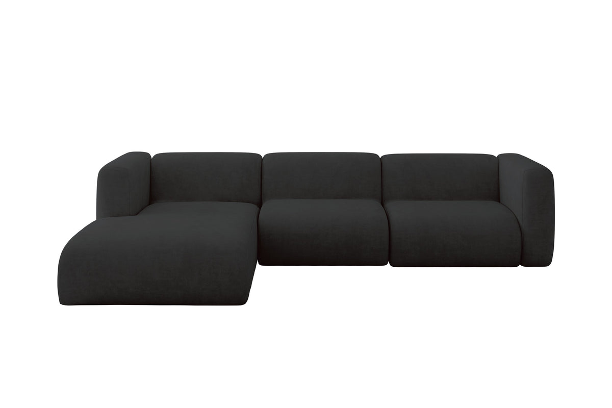 Narożnik MIRA-L2 welur, Czarny - Dream Velvet 202.12 / Otomana z lewej / Bez funkcji spania