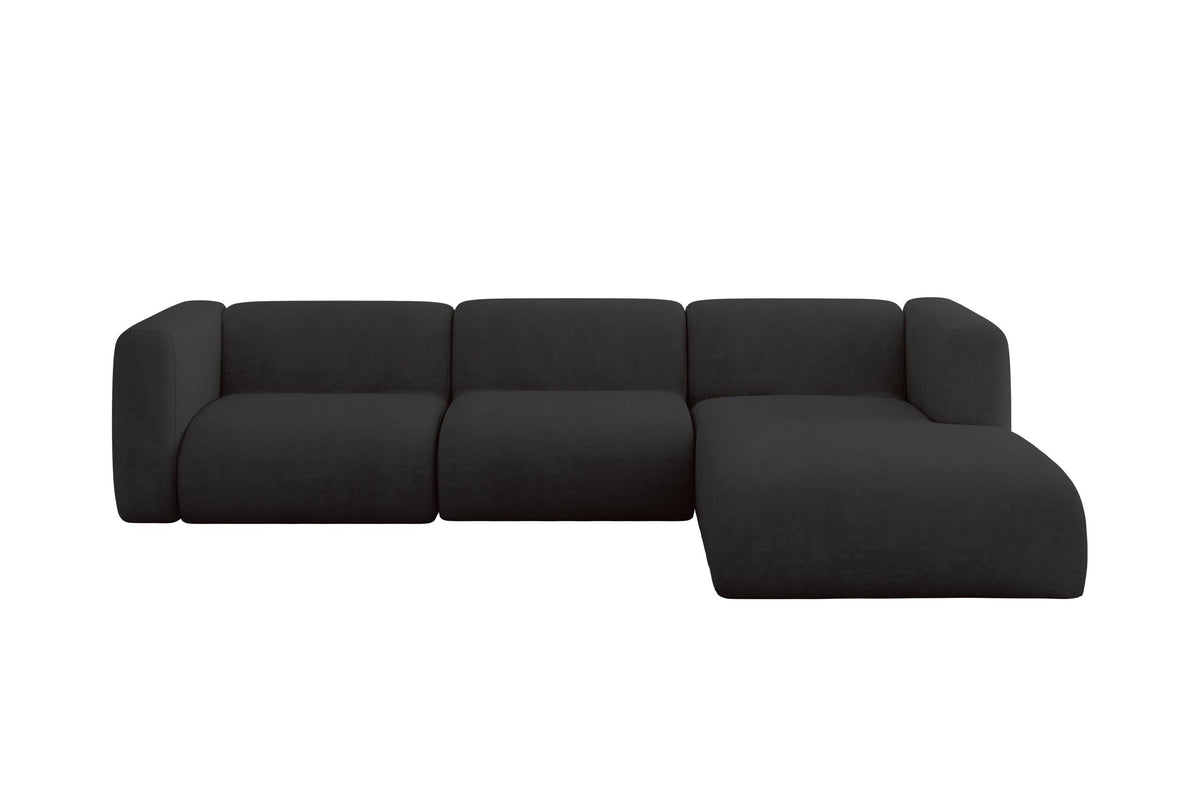 Narożnik MIRA-L2 welur, Czarny - Dream Velvet 202.12 / Otomana z prawej / Bez funkcji spania