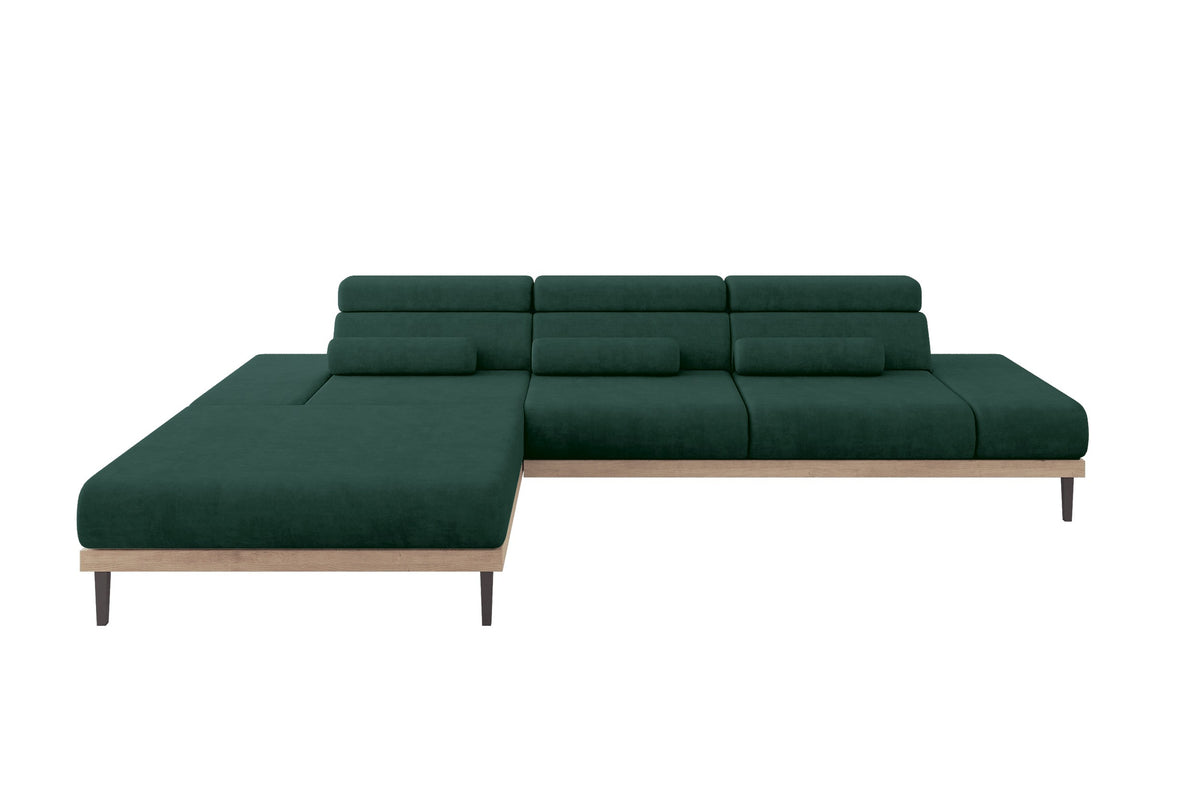 Narożnik MONA welur, Zielony - Dream Velvet 202.31 / Otomana z lewej / Bez funkcji spania