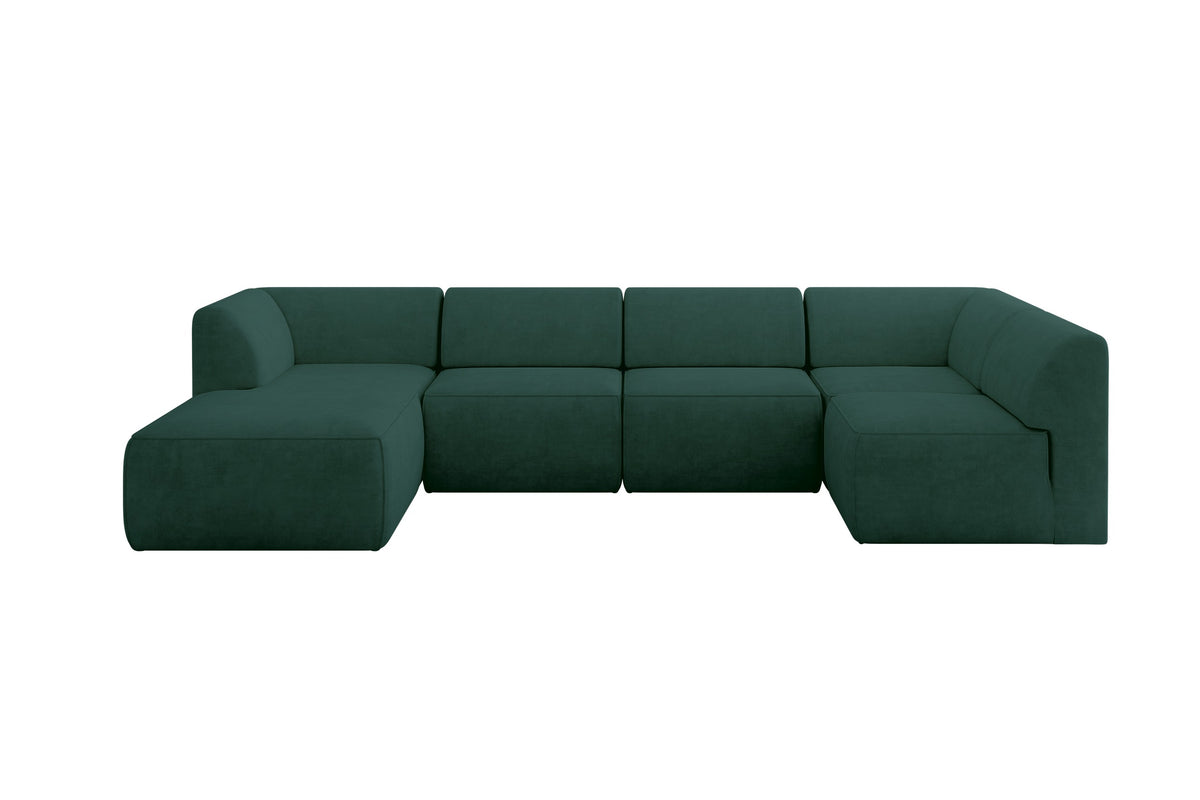 Ecksofa MOVA Samt, Grün - Dream Velvet 202.31 / Ottomane Links / Ohne Schlaffunktion