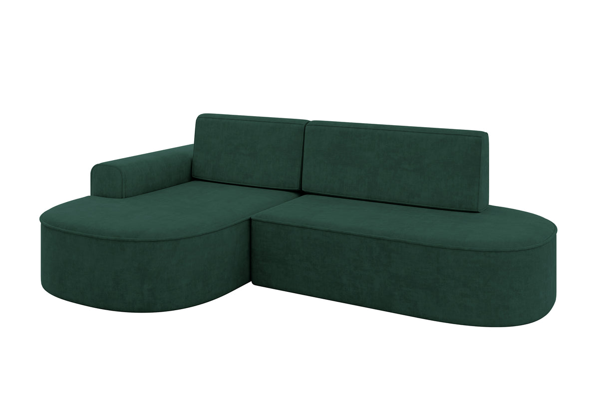 Narożnik MARI-L1 welur, Zielony - Dream Velvet 202.31 / Otomana z lewej / Z funkcją spania