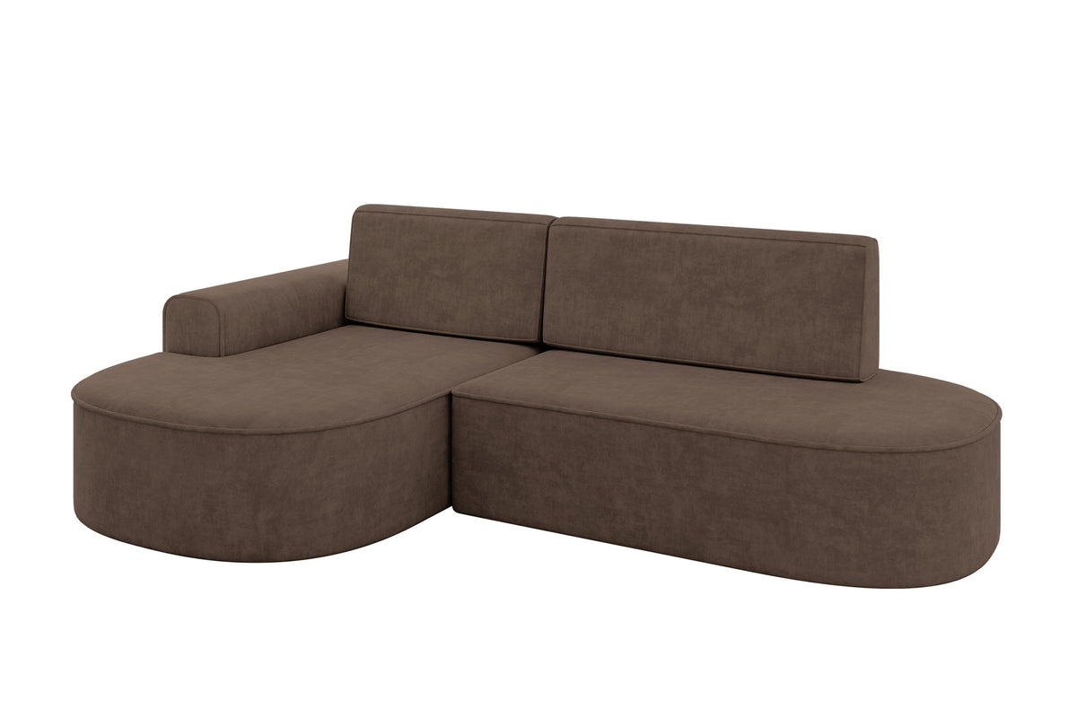 Narożnik MARI-L1 welur, Brązowy - Dream Velvet 202.37 / Otomana z lewej / Z funkcją spania