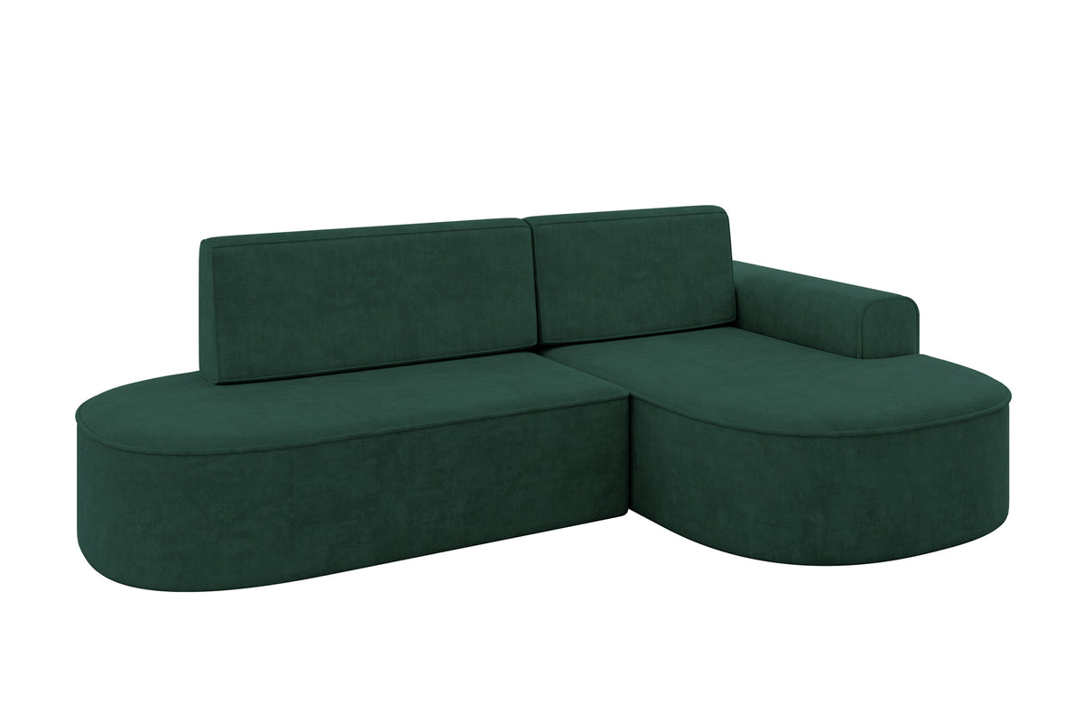Narożnik MARI-L1 welur, Zielony - Dream Velvet 202.31 / Otomana z prawej / Z funkcją spania