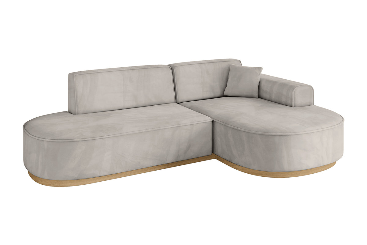 Narożnik MARI-L1-v2 welur, Jasnobrązowy - Paros 02 / Otomana z prawej / Bez funkcji spania
