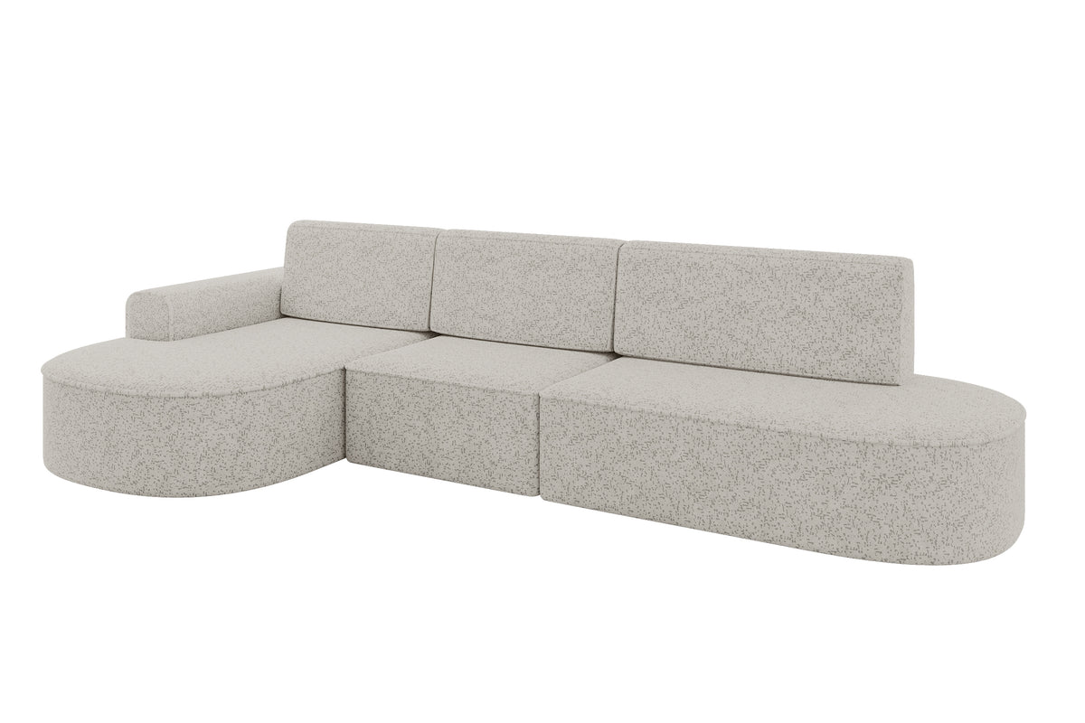 Ecksofa MARI-L2 Chenille, Hellgrau - Bosco 09 / Ottomane Links / Mit Schlaffunktion