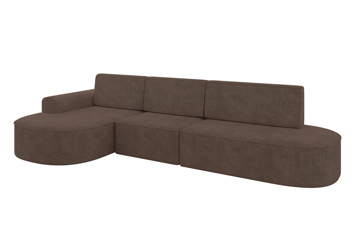 Narożnik MARI-L2 welur, Brązowy - Dream Velvet 202.37 / Otomana z lewej / Z funkcją spania