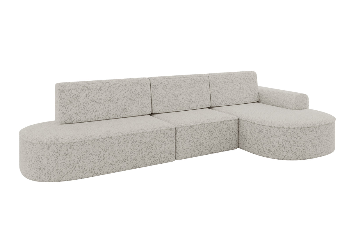 Ecksofa MARI-L2 Chenille, Hellgrau - Bosco 09 / Ottomane Rechts / Mit Schlaffunktion