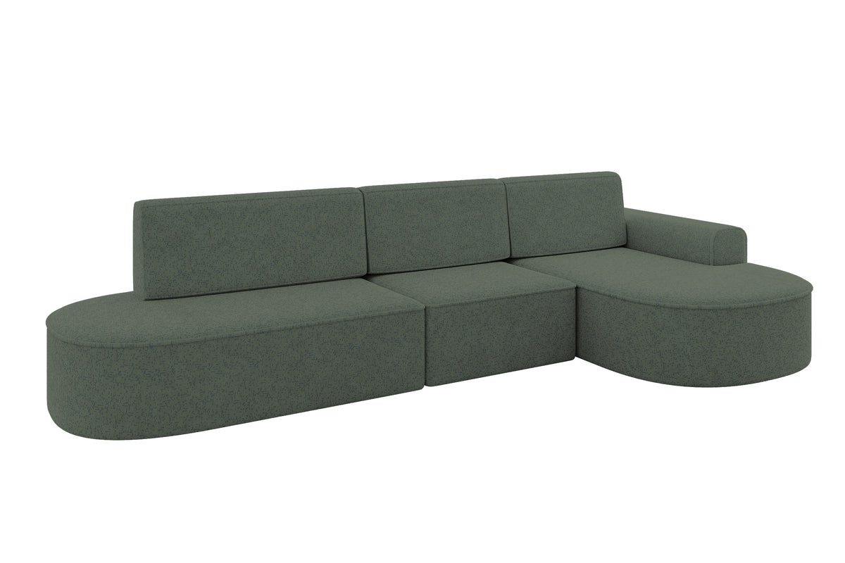 Ecksofa MARI-L2 Chenille, Grün - Bosco 35 / Ottomane Rechts / Mit Schlaffunktion