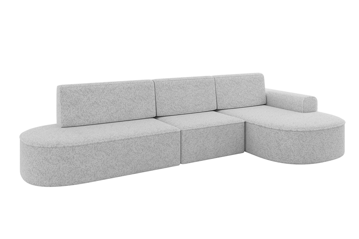 Ecksofa MARI-L2 Chenille, Grau - Bosco 80 / Ottomane Rechts / Mit Schlaffunktion