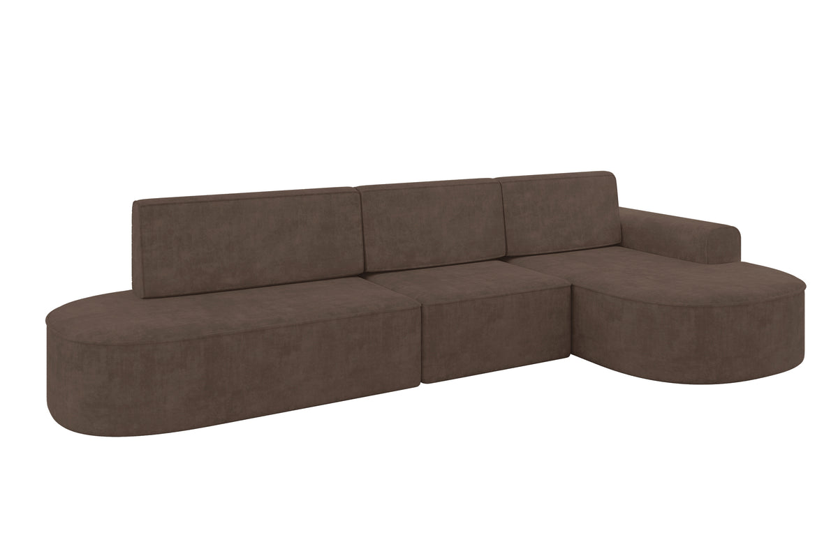 Narożnik MARI-L2 welur, Brązowy - Dream Velvet 202.37 / Otomana z prawej / Z funkcją spania
