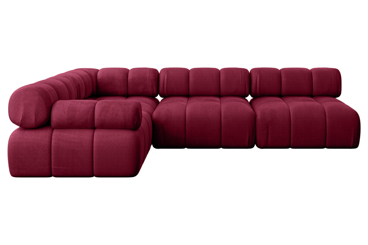 Ecksofa MENDE-L2 Samt, Bordeauxrot - Monolith 59 / Ottomane Links / Ohne Schlaffunktion